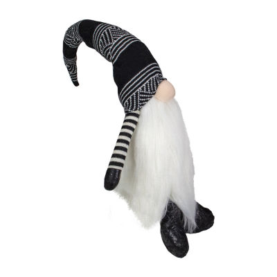 Northlight 28in Black And White  Plush Tabletop Christmas Decoration Gnome