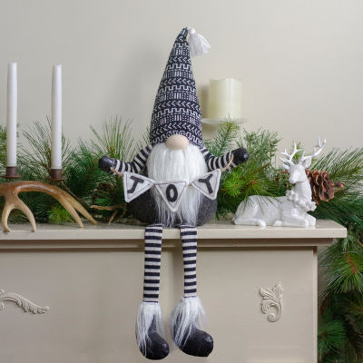 Northlight 30-Inch Black And White Injoyin  Plush Tabletop Christmas Decoration Gnome