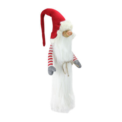 Northlight 35in Red And White Christmas Slim Santa  With White Fur Suit And Red Hat Gnome