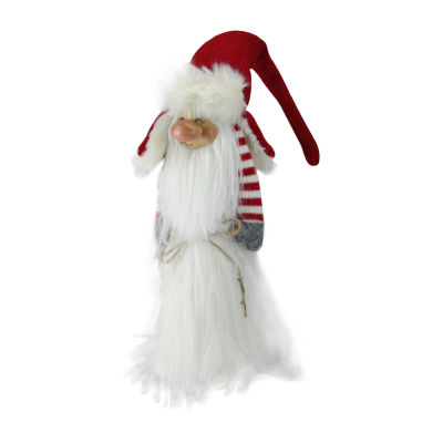 Northlight 35in Red And White Christmas Slim Santa  With White Fur Suit And Red Hat Gnome