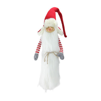 Northlight 35in Red And White Christmas Slim Santa  With White Fur Suit And Red Hat Gnome