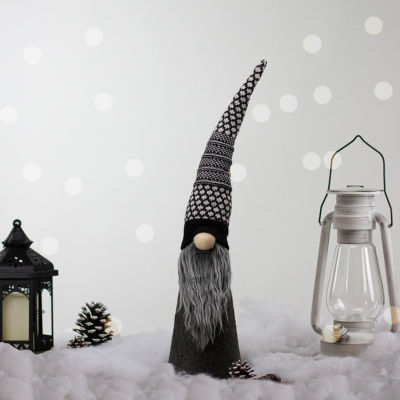 Northlight 20in Led Lighted Black And White  Christmas Gnome