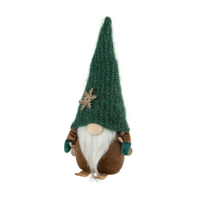 Northlight 12.5in Skiing  With Green Knit Hat Christmas Decoration Gnome