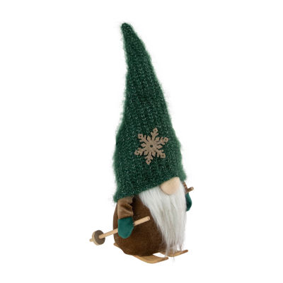 Northlight 12.5in Skiing  With Green Knit Hat Christmas Decoration Gnome