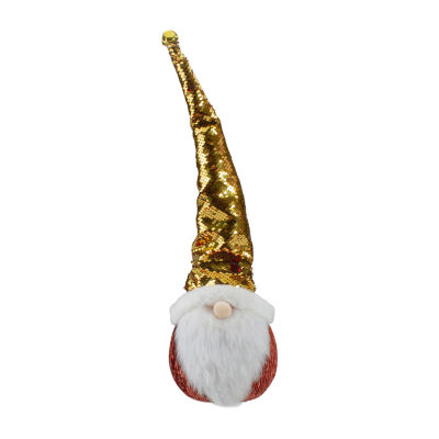 Northlight 20in Gold Sequin With A Pointed Winter Hat Christmas Tabletop Decor Santa Figurine