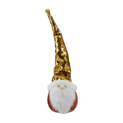 Northlight 20in Gold Sequin With A Pointed Winter Hat Christmas Tabletop Decor Christmas Santa Figurine