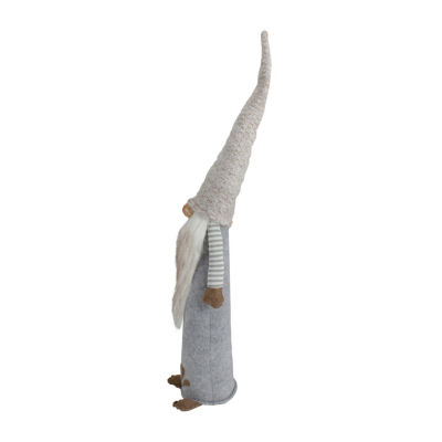 Northlight 23in Gray And Beige Boy Christmas  With Plaid Toy Sack Christmas Gnome
