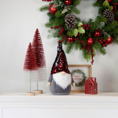 Northlight 11in Standing  Christmas Decoration With Red Flip Sequin Hat Gnome