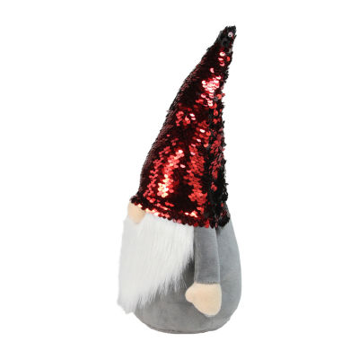 Northlight 11in Standing  Christmas Decoration With Red Flip Sequin Hat Gnome