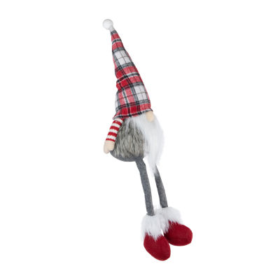 Northlight 20.5in Red  Gray And White Plaid Sitting  Christmas Decoration Gnome