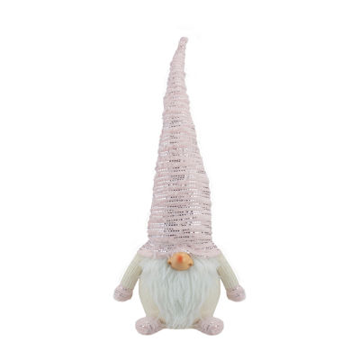 Northlight 16in Pink  Ivory And Silver Plump Christmas Gnome