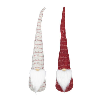 Northlight Set Of 2 Red And Ivory Happy Christmas 18in Gnome