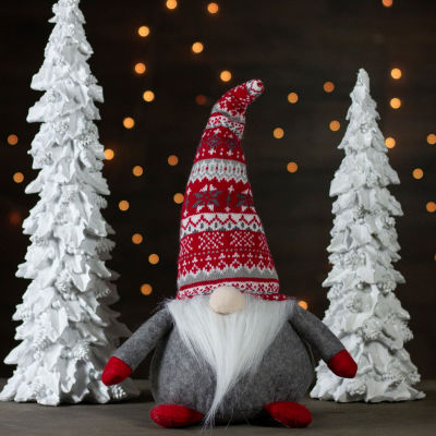 Northlight 17-Inch Red  Gray  And White Lodge-Style Tabletop  Christmas Decoration Gnome