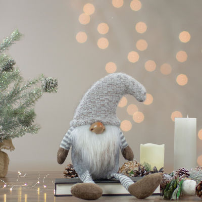 Northlight 7.5in Gray And Beige Sitting Girl Christmas Gnome