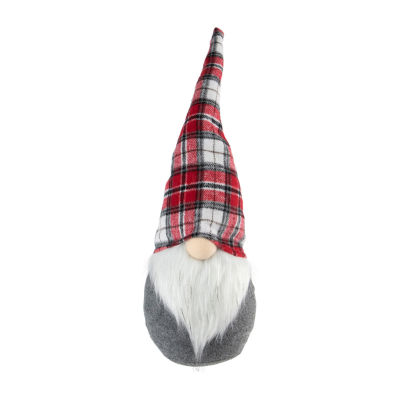 Northlight 18.75in Gray  With Red Plaid Hat Christmas Decoration Gnome
