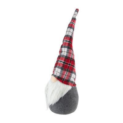 Northlight 18.75in Gray  With Red Plaid Hat Christmas Decoration Gnome