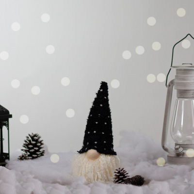 Northlight 10in Led Lighted Black And White Polka Dot Knit  Christmas Christmas Gnome
