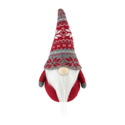 Northlight 12in Red And Gray Standing  With Nordic Hat Christmas Decoration Gnome