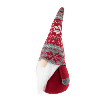 Northlight 12in Red And Gray Standing  With Nordic Hat Christmas Decoration Gnome