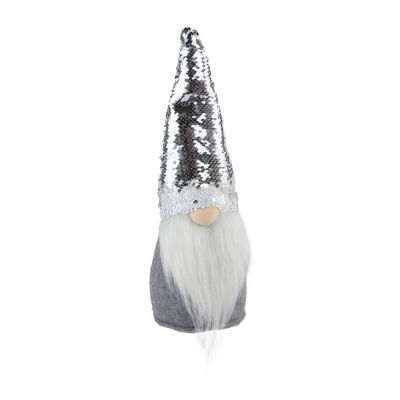 Northlight 14in Gray Standing Christmas  With Silver Flip Sequin Hat Gnome