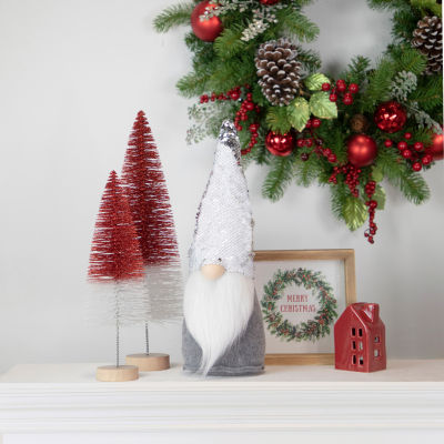Northlight 14in Gray Standing Christmas  With Silver Flip Sequin Hat Christmas Gnome