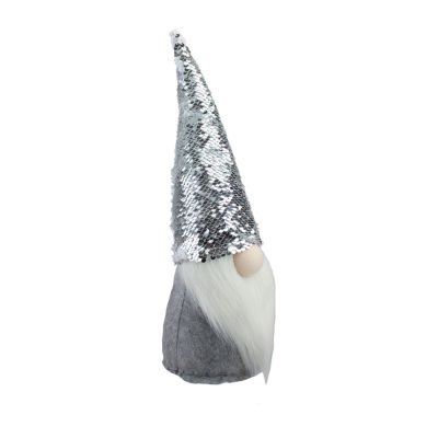 Northlight 14in Gray Standing Christmas  With Silver Flip Sequin Hat Christmas Gnome
