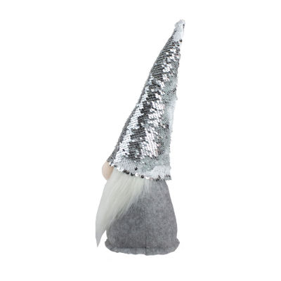 Northlight 14in Gray Standing Christmas  With Silver Flip Sequin Hat Christmas Gnome