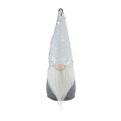 Northlight 14in Gray Standing Christmas  With Silver Flip Sequin Hat Gnome