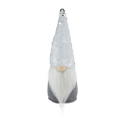 Northlight 14in Gray Standing Christmas  With Silver Flip Sequin Hat Christmas Gnome