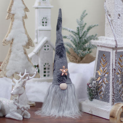 Northlight 16 Gray And Black Lighted Star  With Palm Leaves Christmas Decoration Gnome