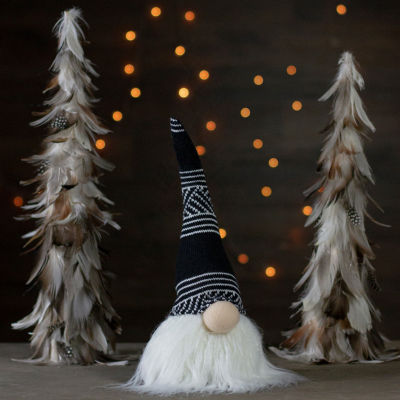 Northlight 12-Inch Black And White Plush Sitting Christmas  Tabletop Decoration Gnome