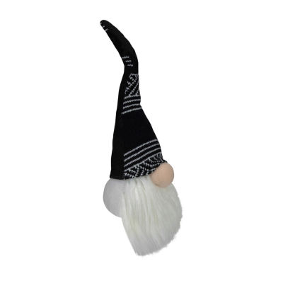 Northlight 12-Inch Black And White Plush Sitting Christmas  Tabletop Decoration Gnome