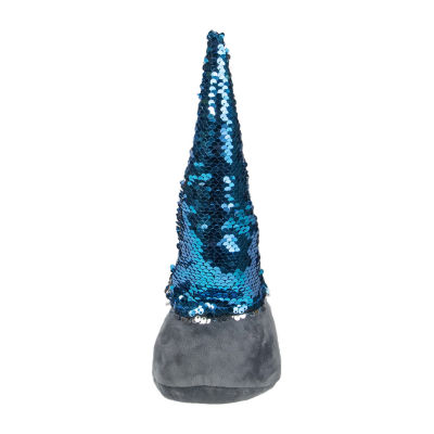 Northlight 13.5in Gray Standing Christmas  Decoration With Blue Flip Sequin Hat Gnome