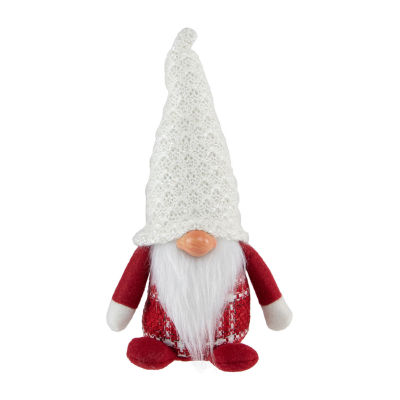 Northlight 9.5in Red And White Plaid Boy  Christmas Decoration Gnome