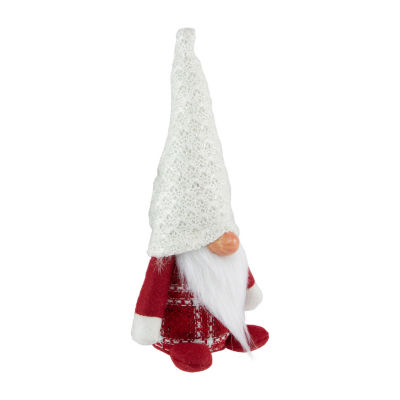 Northlight 9.5in Red And White Plaid Boy  Christmas Decoration Gnome