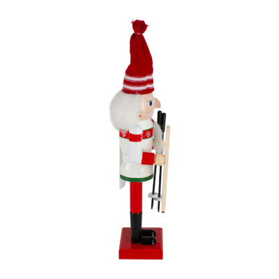 Northlight 14in Red And White Wooden Skiing Christmas Nutcracker