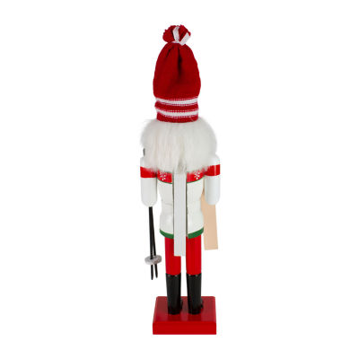 Northlight 14in Red And White Wooden Skiing Christmas Nutcracker