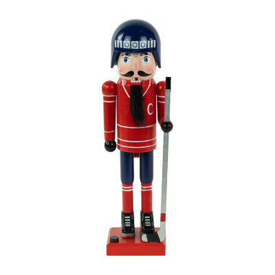 Northlight 14in Blue And Red Wooden Ice Hockey Player Christmas Nutcracker