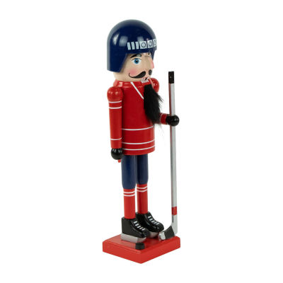 Northlight 14in Blue And Red Wooden Ice Hockey Player Christmas Nutcracker