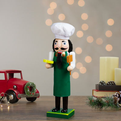 Northlight 14in Green And White Wooden  Pizza Maker Christmas Nutcracker