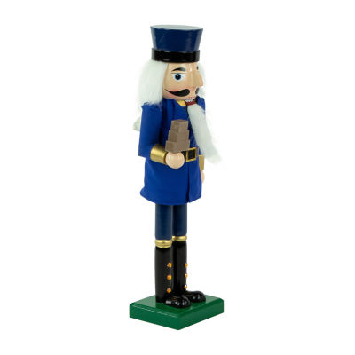 Northlight 14in Blue And Gold Wooden Mail Carrier Christmas Nutcracker