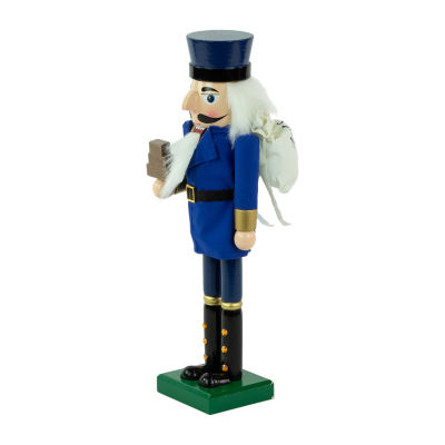 Northlight 14in Blue And Gold Wooden Mail Carrier Christmas Nutcracker