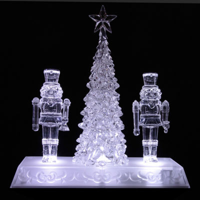 Northlight 9in Led Icy Crystal  And Tree Decoration Lighted Christmas Nutcracker