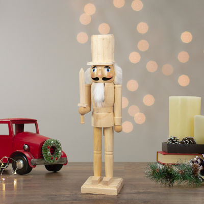 Northlight 15in Unfinished Paintable Wooden  With Sword Christmas Nutcracker