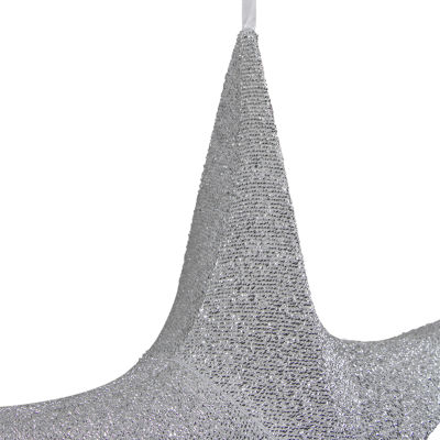 Northlight 30in Silver Tinsel Foldable Star Christmas Holiday Yard Art