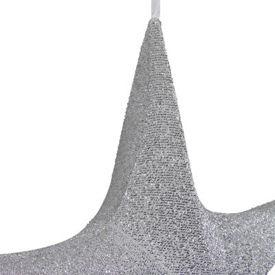 Northlight 30in Silver Tinsel Foldable Star Christmas Yard Art