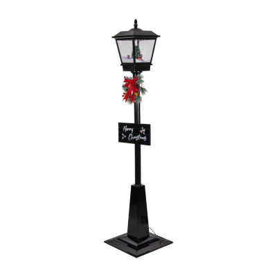 Northlight 70.75in Musical Snowing Santa And Friends Christmas Street Lamp Snow Globe