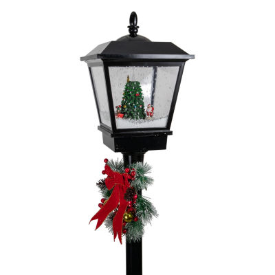 Northlight 70.75in Musical Snowing Santa And Friends Christmas Street Lamp Snow Globe
