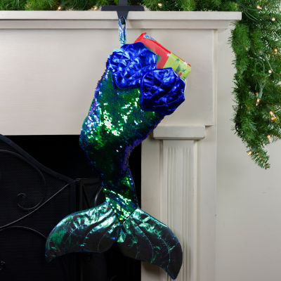 Northlight 24in Green And Black Sequined Iridescent Mermaid Christmas Stocking