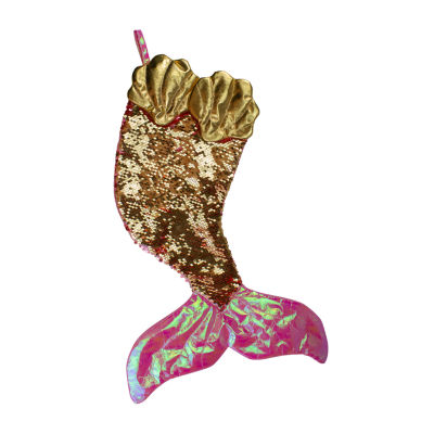 Northlight 24in Pink And Gold Sequined Iridescent Mermaid Christmas Stocking